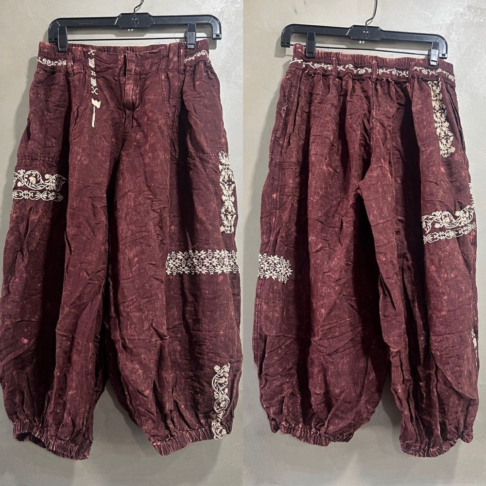 Anthropologie Embroidered Parachute Pants - Picture 5 of 9